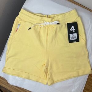Yellow Women's Athletic Shorts - Casual Drawstring Performance